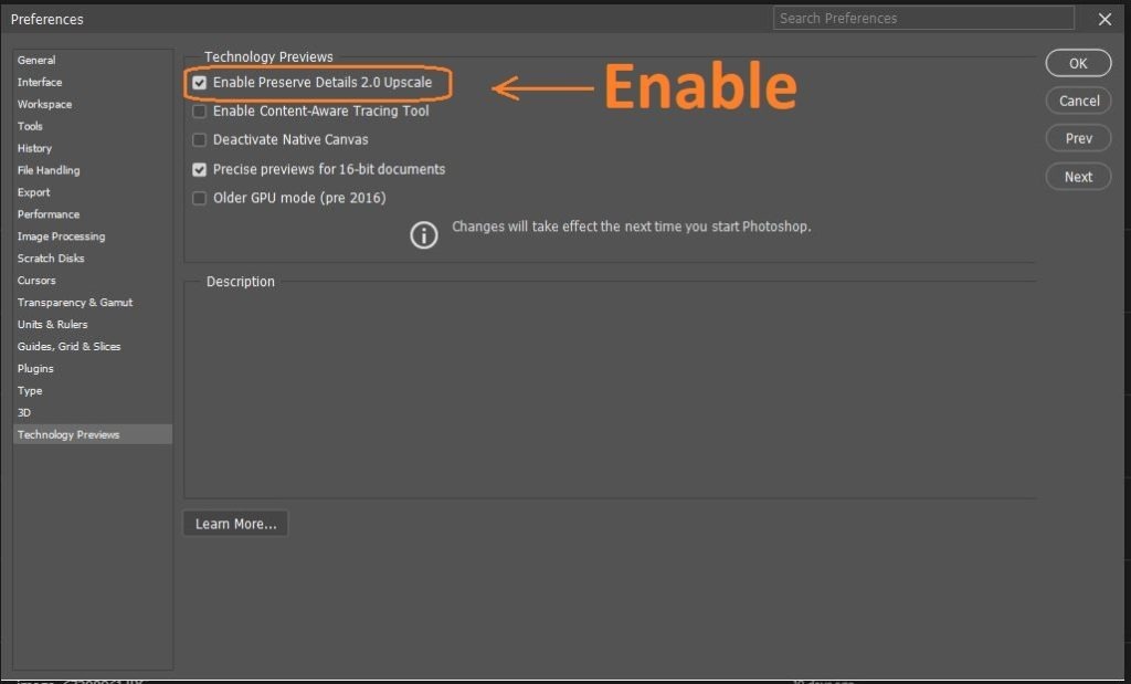 Enable preserve details 2.0 Upscale