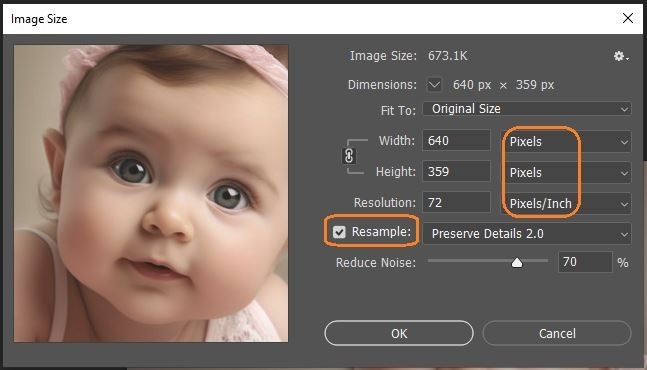 Increase resolution with image resize option